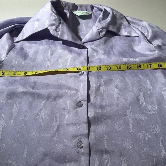 Vintage Purple Giraffe Print Satiny Secretary Blouse - Picture 6 of 7